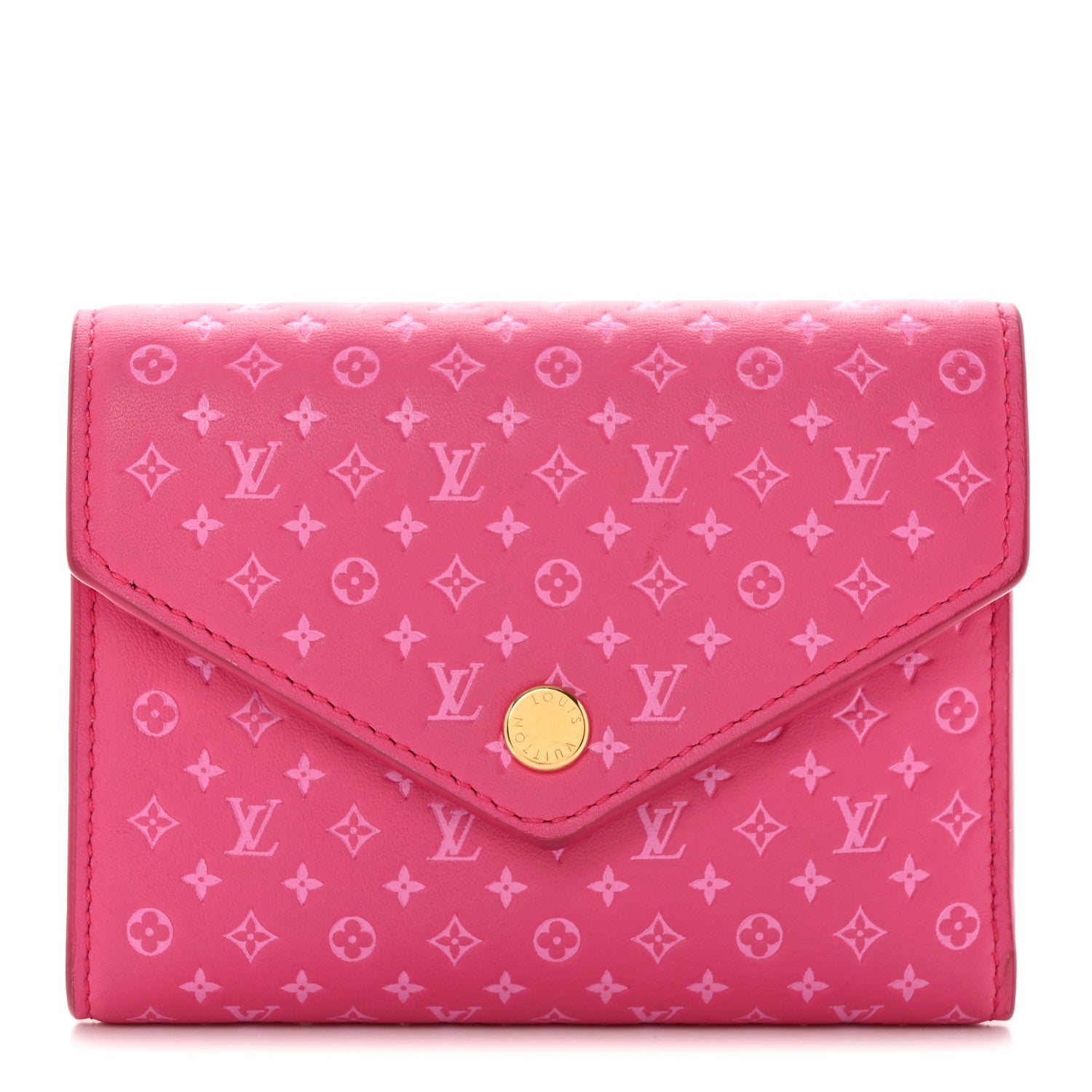 Louis Vuitton Calfskin Nanogram Embossed Victorine Wallet Rose 1 of 11