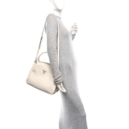 Prada Vitello Daino Soft Medium Zippered Top Handle Bag White 2 of 14