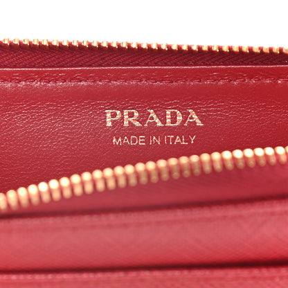 Prada Saffiano Metal Zip Around Keychain Fuoco 6 of 10