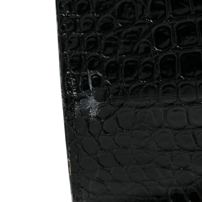 Saint Laurent Calfskin Crocodile Embossed Medium Monogram Sunset Black 11 of 15