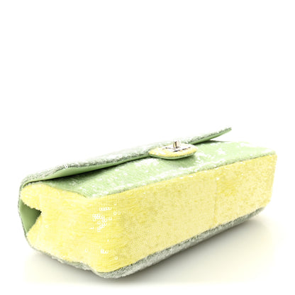 Chanel Sequin Large Waterfall Flap Green Light Green Yellow 4 of 10