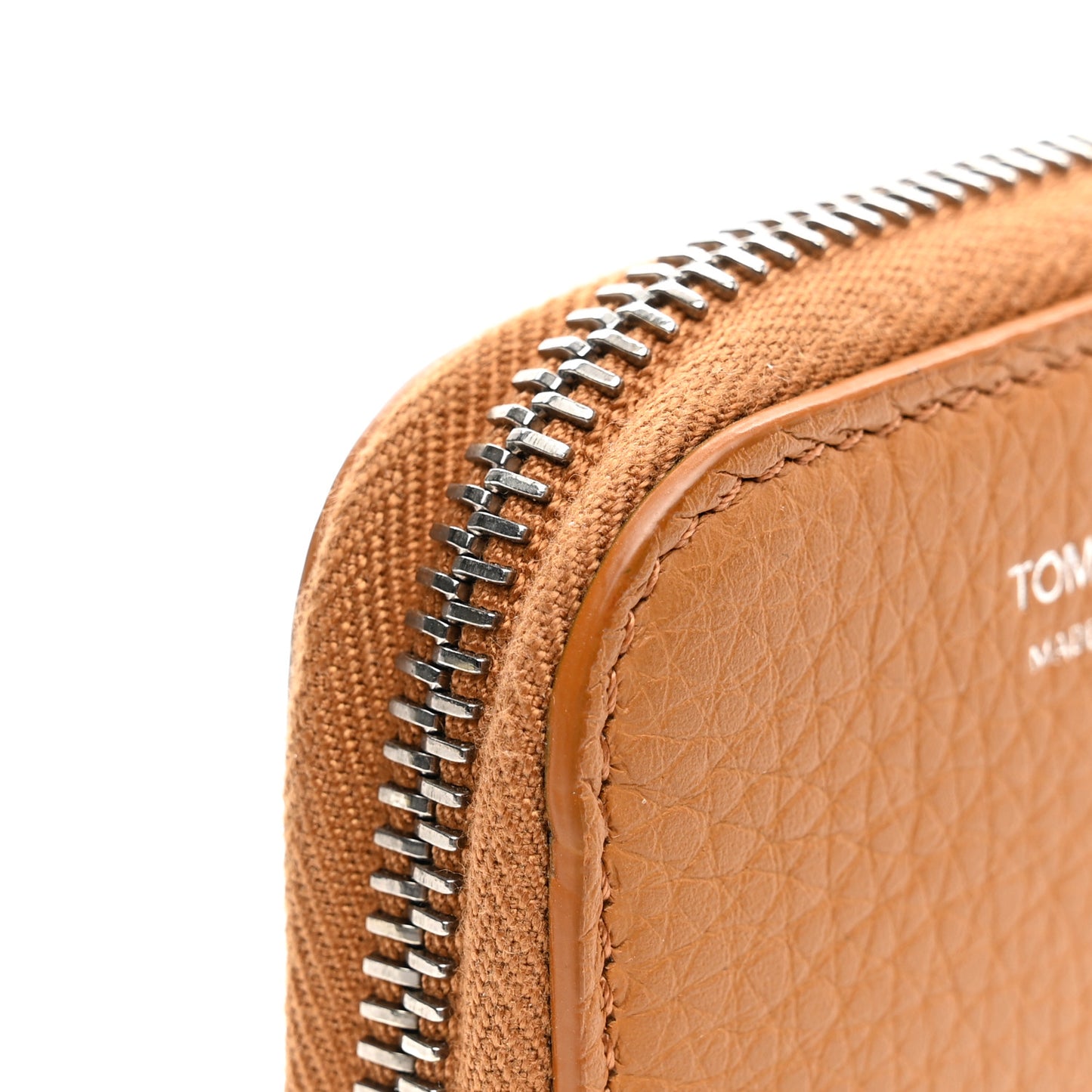 Calfskin Zip Coin Purse Brown