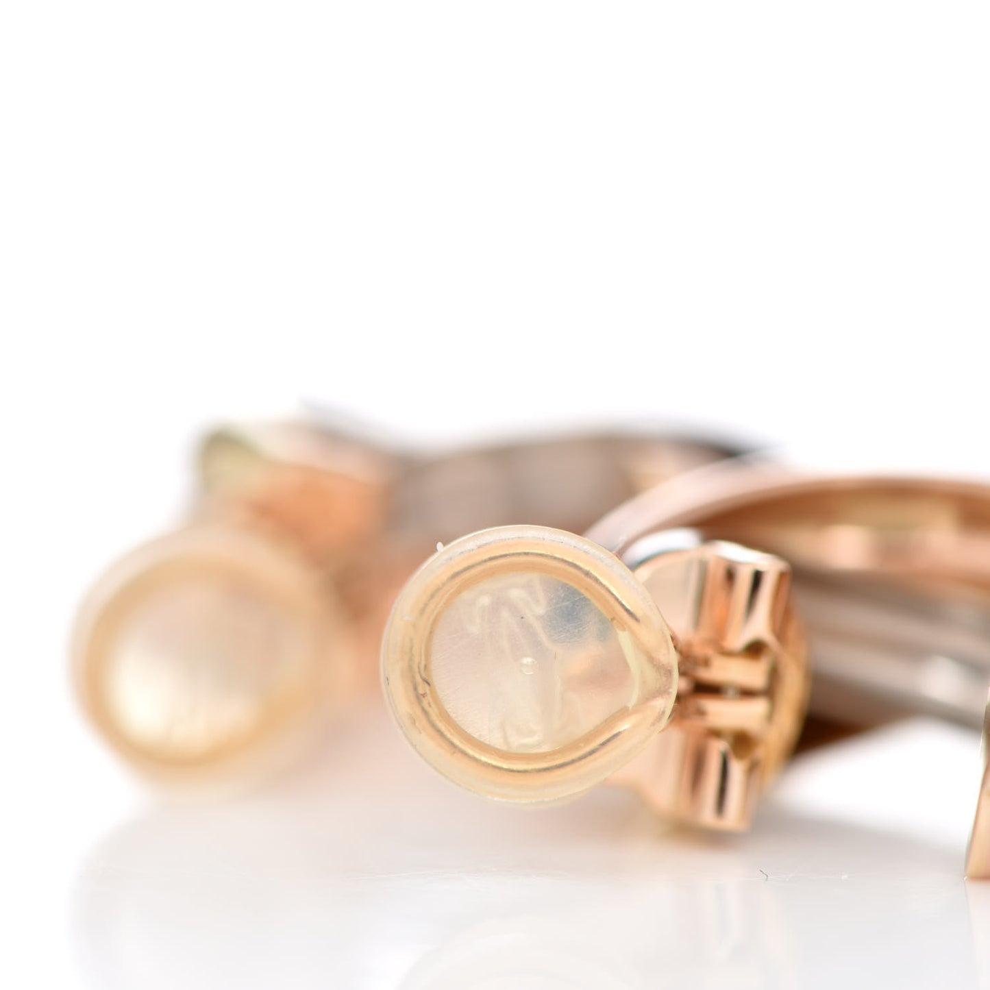 18K Pink Yellow White Gold Trinity Clip-On Earrings
