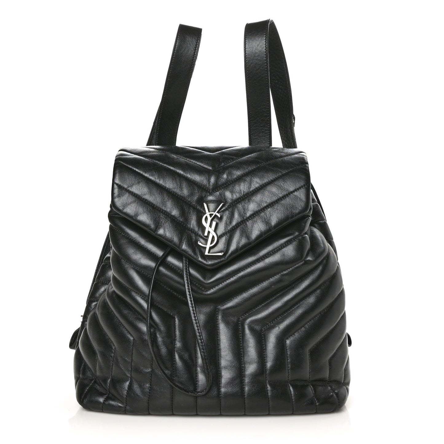 Calfskin Y Quilted Monogram Medium Loulou Backpack Black