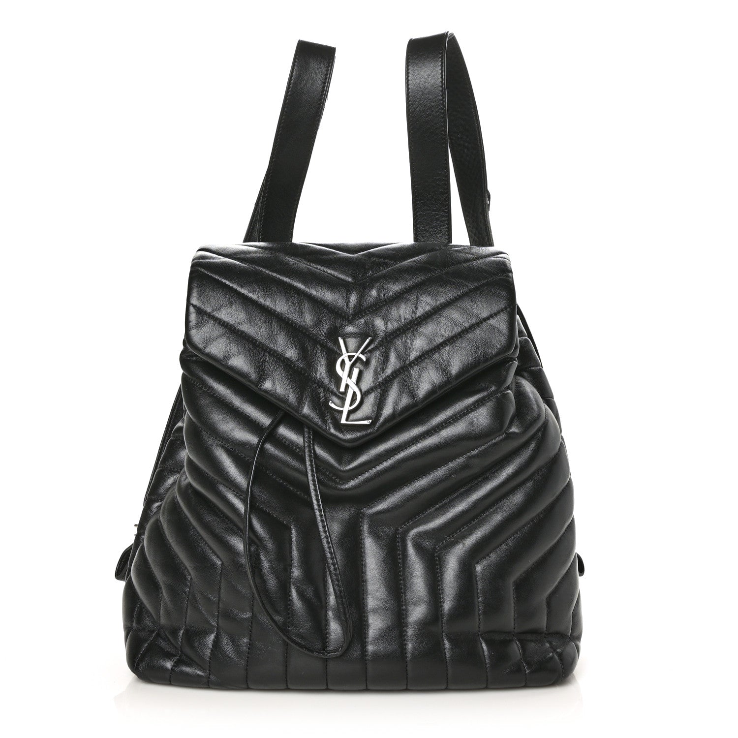 Saint Laurent Calfskin Y Quilted Monogram Medium Loulou Backpack Black 1 of 7