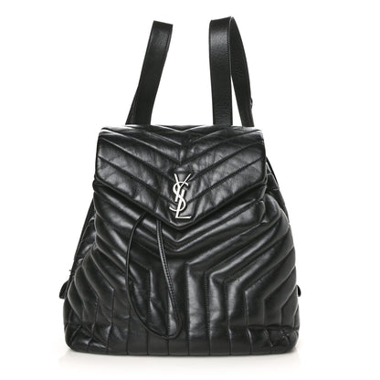 Saint Laurent Calfskin Y Quilted Monogram Medium Loulou Backpack Black 1 of 7
