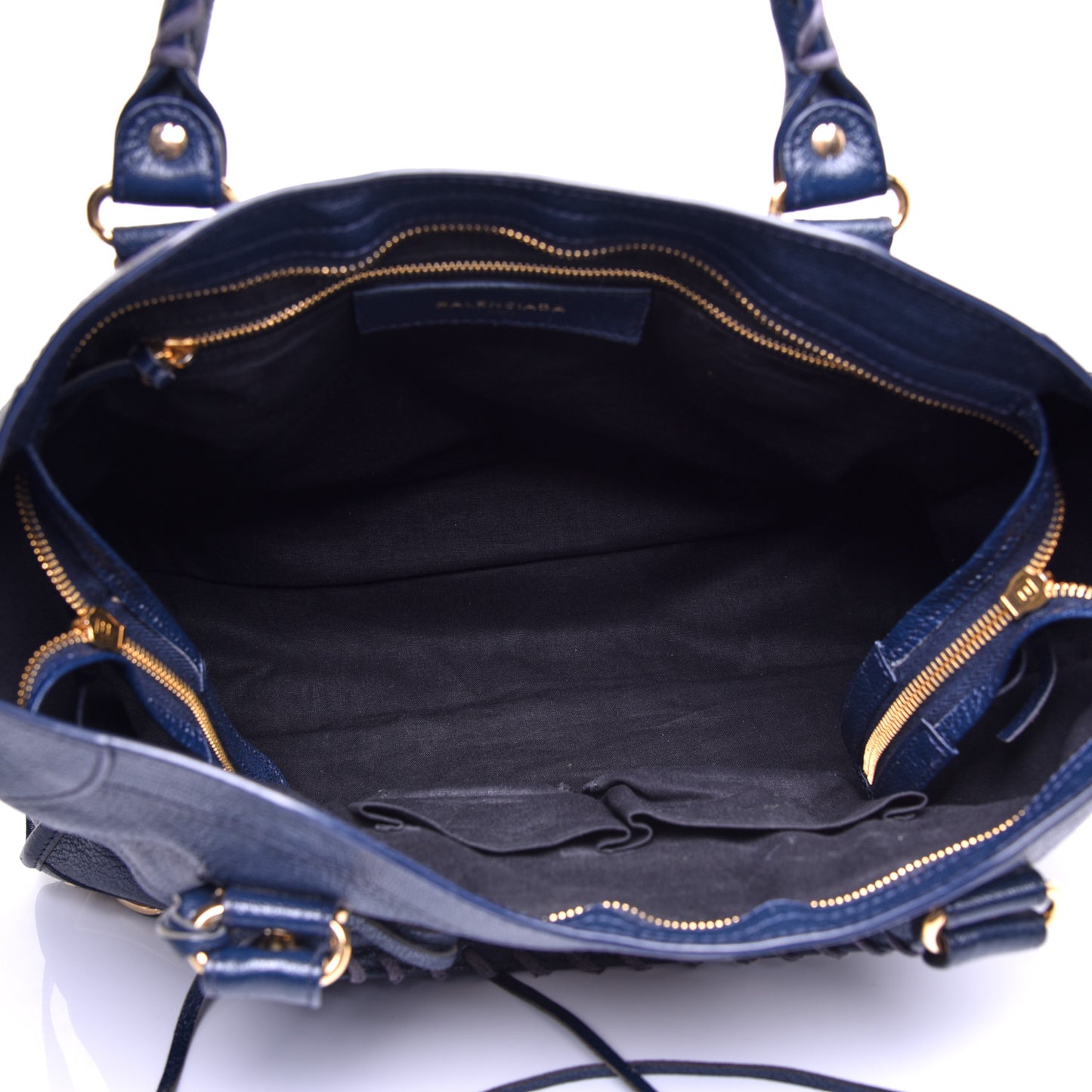 Chevre Gold Metallic Edge Hardware City Bleu Nuit Dark Sea