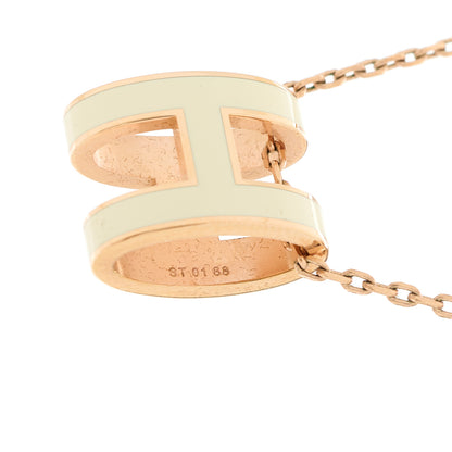 Hermes Lacquered Rose Gold Pop H Pendant Necklace White 6 of 8