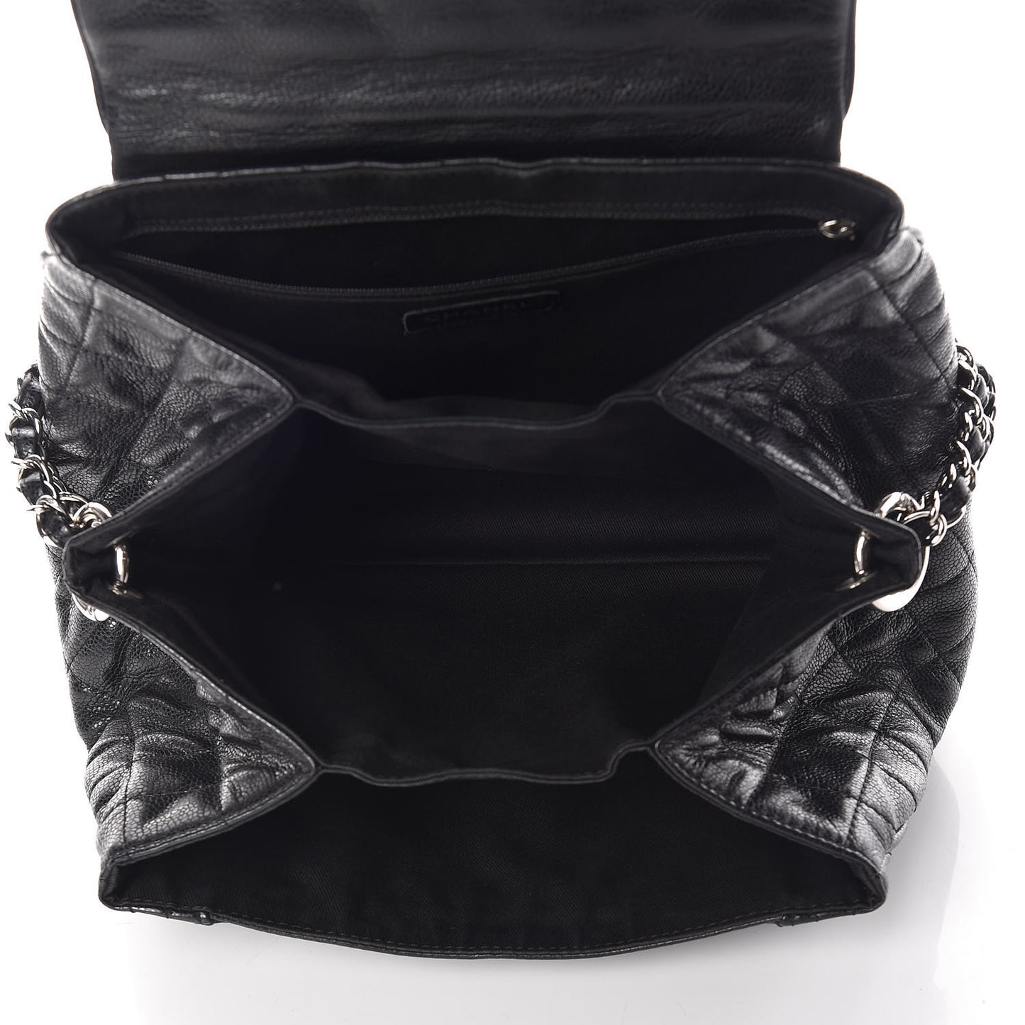 Caviar Quilted Timeless Accordion Flap Black