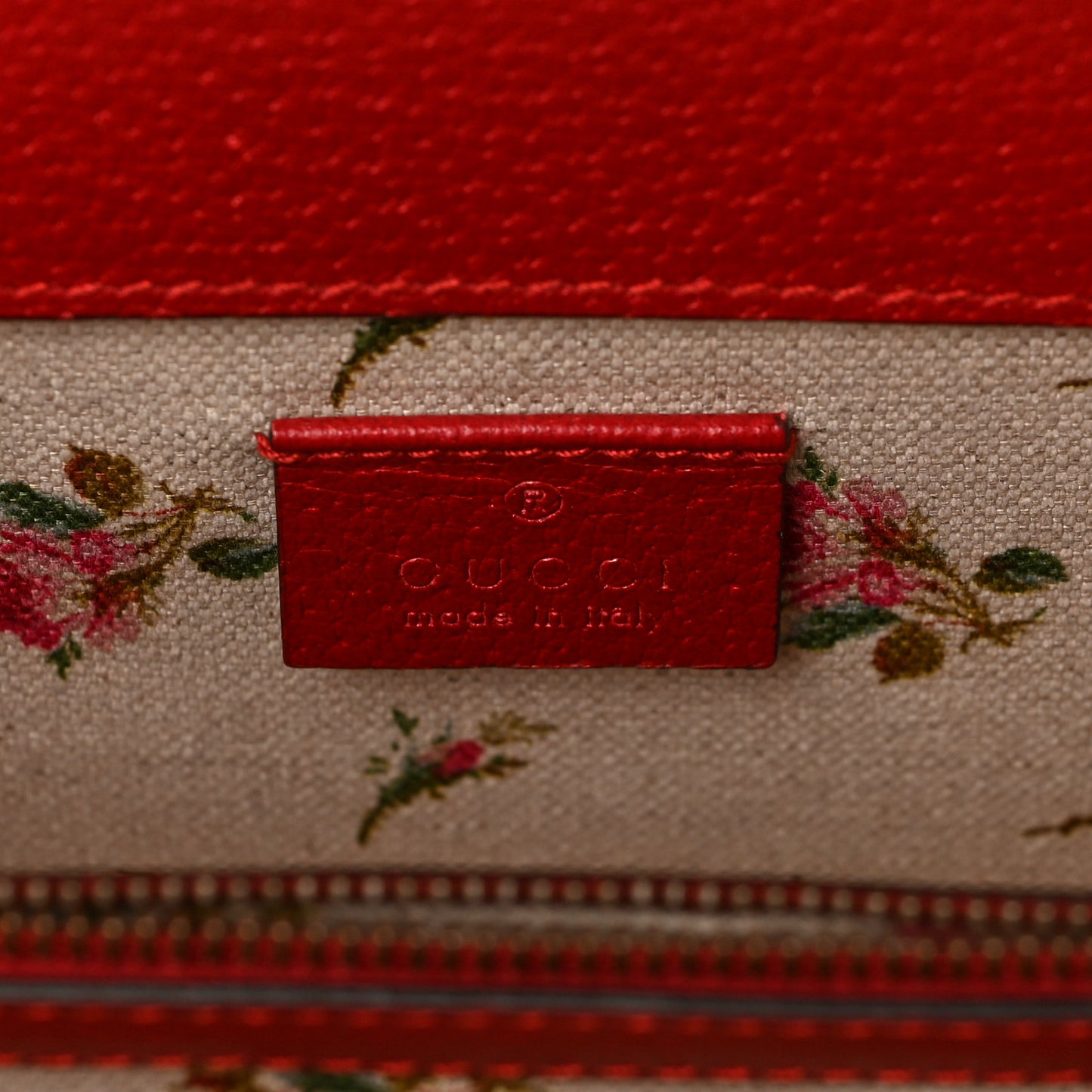 Calfskin Web Floral Embroidered Small Dionysus Shoulder Bag Hibiscus Red
