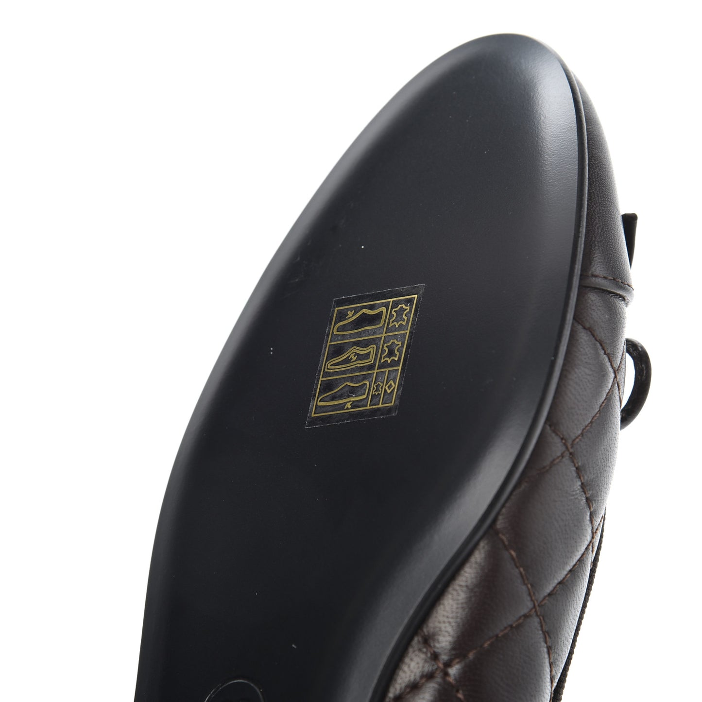 Lambskin Quilted Cap Toe Ballerina Flats 36.5 Dark Brown