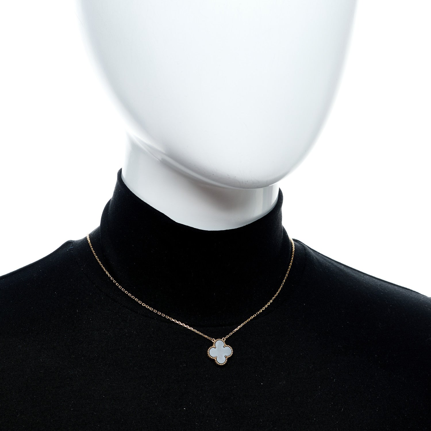 Van Cleef & Arpels 18K Yellow Gold Black Onyx Vintage Alhambra Pendant Necklace 2 of 6