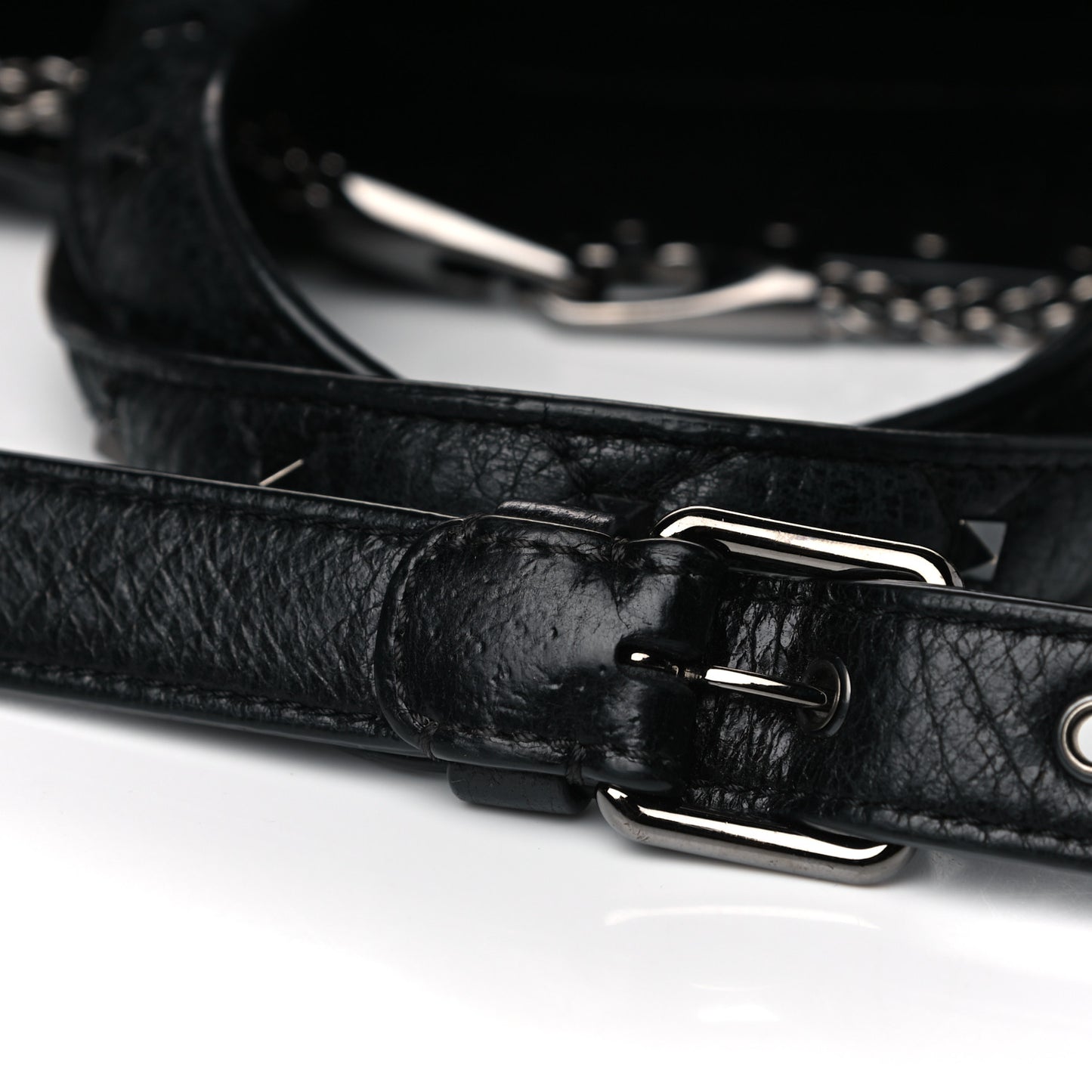 Craquele Nappa Rockstud Spike Tote Black