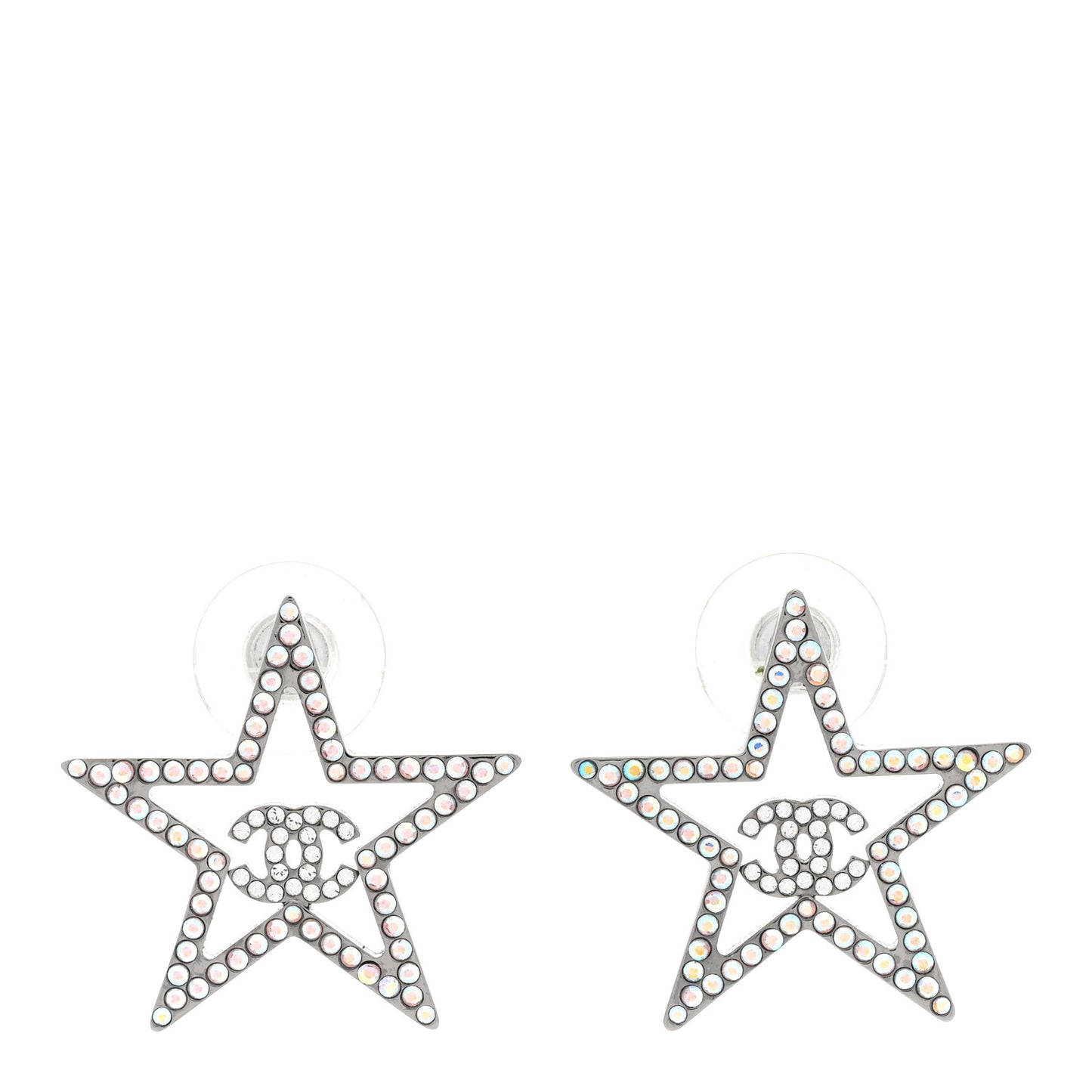 Ruthenium Crystal Star CC Earrings Iridescent Pink
