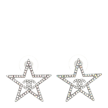 Chanel Ruthenium Crystal Star CC Earrings Iridescent Pink 1 of 4