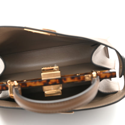 Fendi Vitello Seta Shiny Nappa Plexiglass Small Peekaboo I SEE U Satchel Foresta Sasso 6 of 13