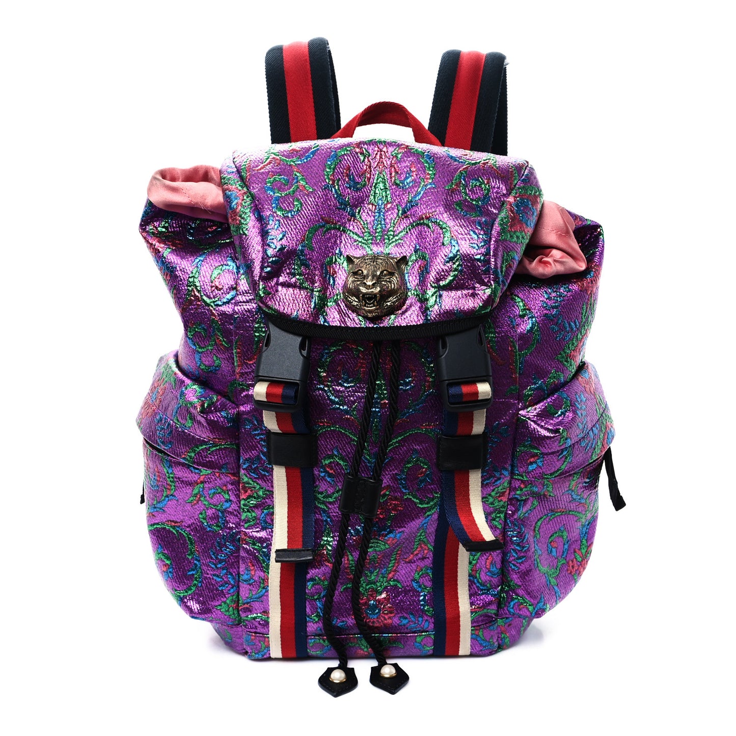 Brocade Web Small Double Buckle Backpack Multicolor