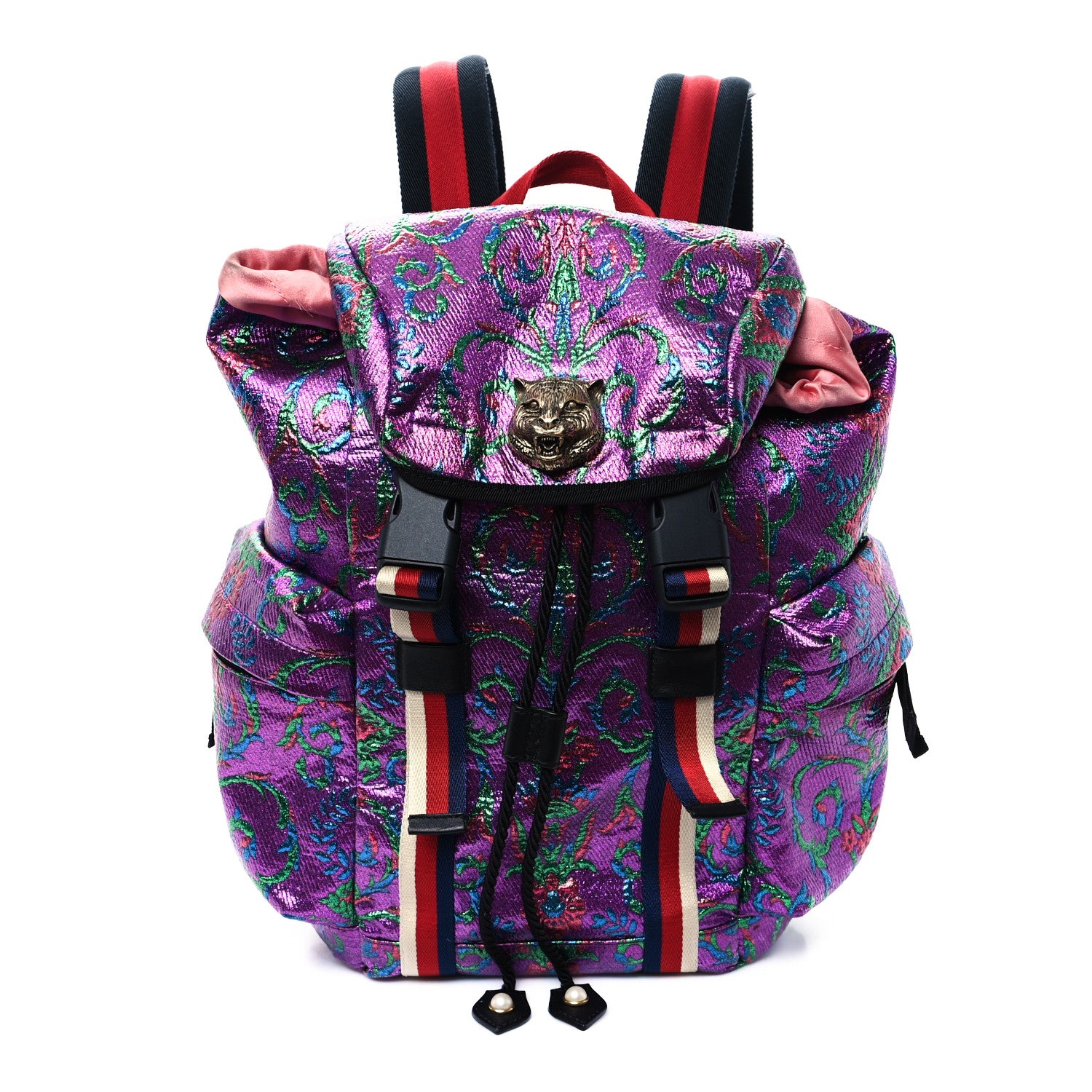 Gucci Brocade Web Small Double Buckle Backpack Multicolor 1 of 14