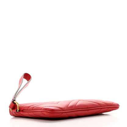 Gucci Calfskin Matelasse GG Marmont Wrist Wallet Hibiscus Red 4 of 9