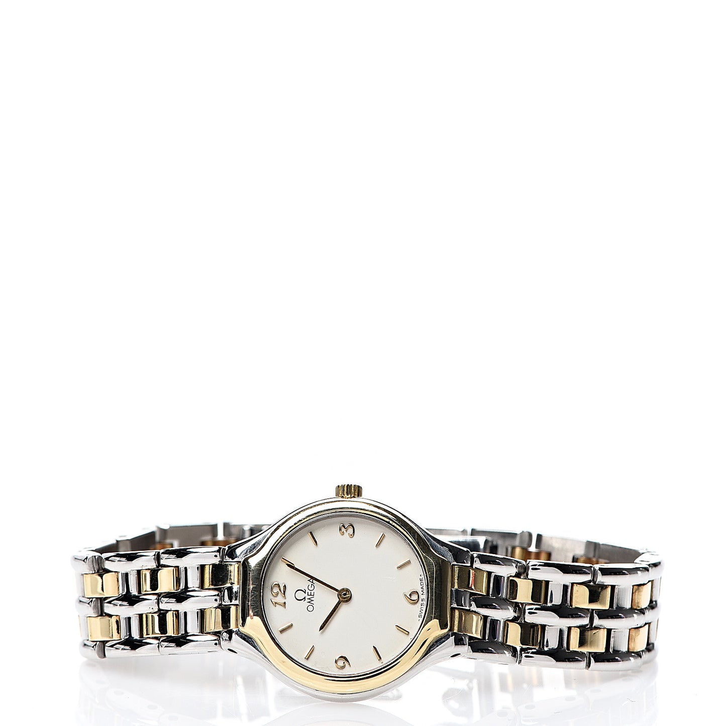 Stainless Steel 18K Yellow Gold 23mm De Ville Quartz Watch White 396.1016