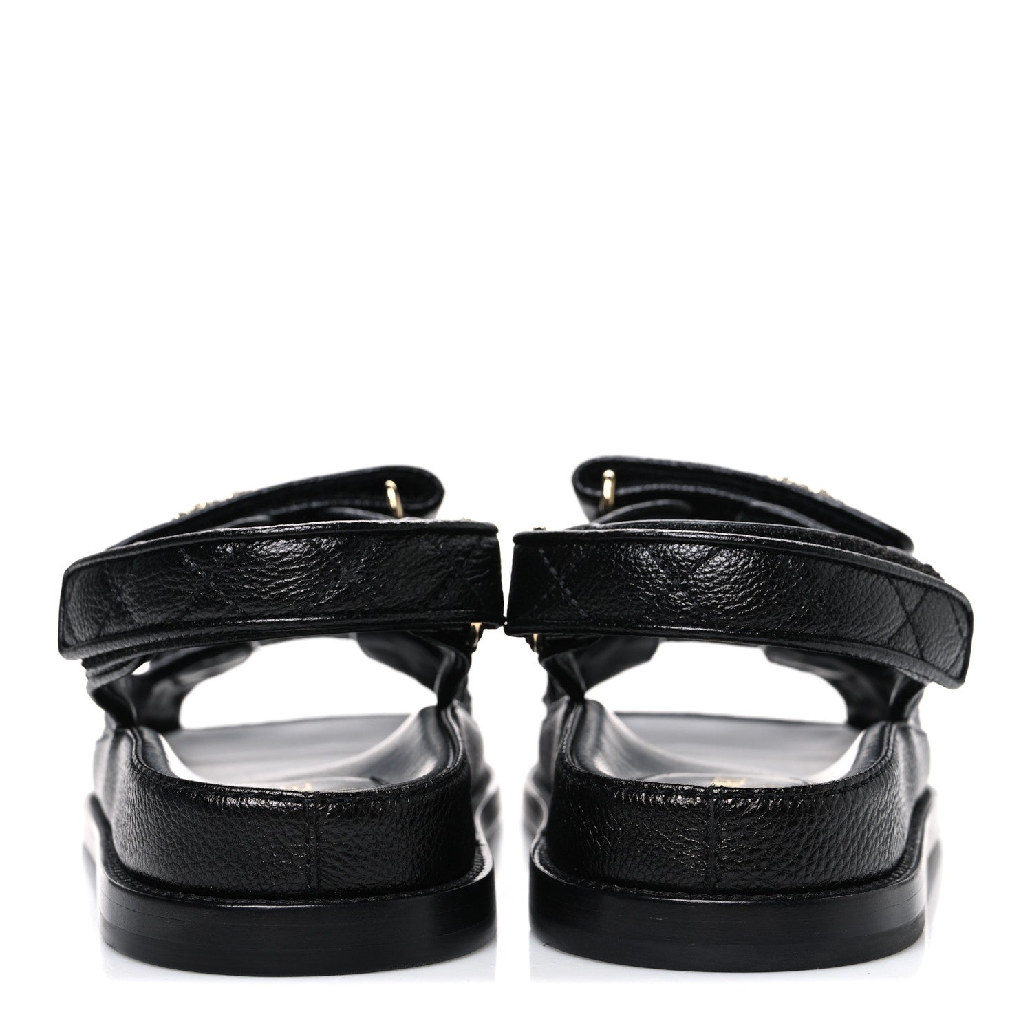 Chanel Grained Calfskin Velcro Dad Sandals 37 Black 6 of 11