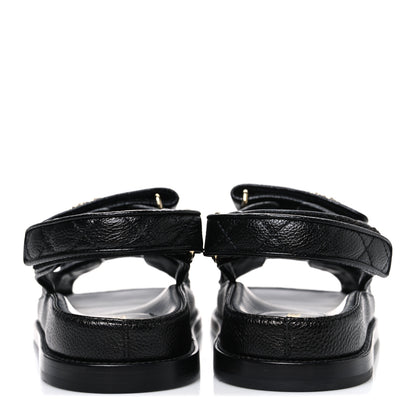 Chanel Grained Calfskin Velcro Dad Sandals 37 Black 6 of 11