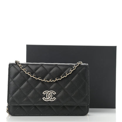 Chanel Caviar Quilted Crystal CC Wallet On Chain WOC Black 13 of 13