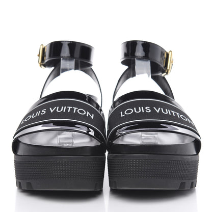 Louis Vuitton Patent Calfskin Laureate Platform Sandals 35 Black 2 of 7