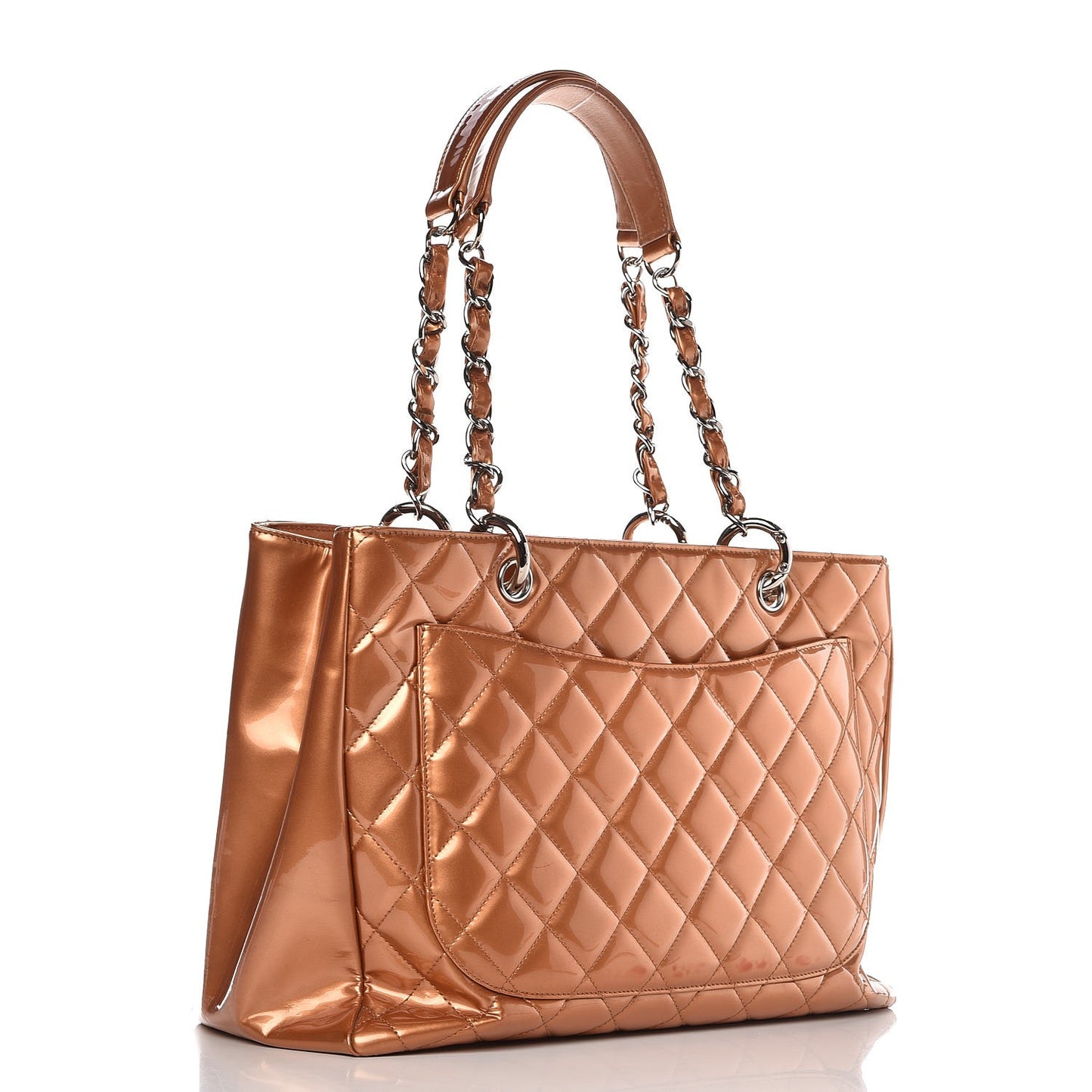 Metallic Patent Quilted Grand Shopping Tote GST Bronze