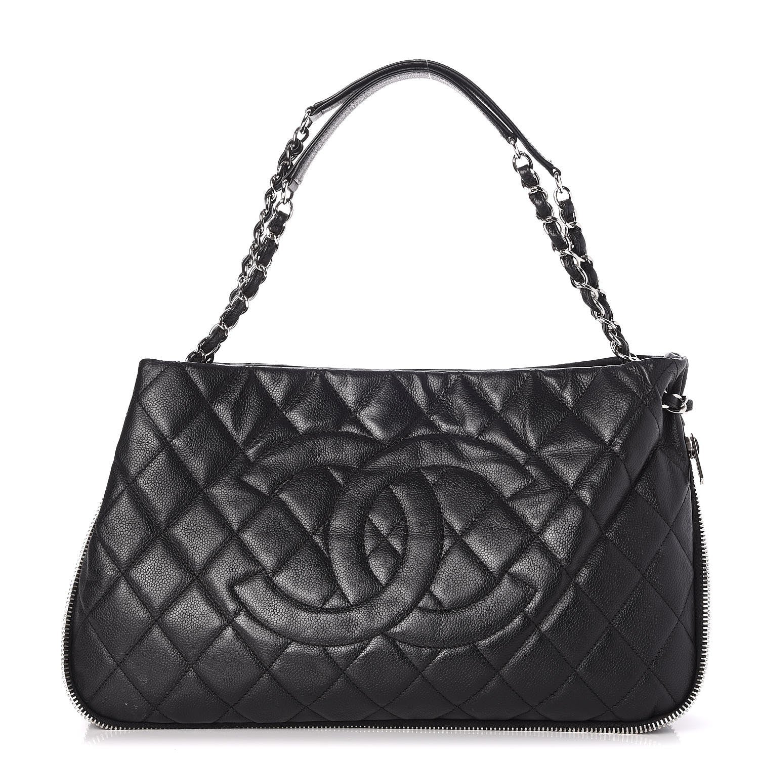 Chanel Caviar Quilted Expandable Zip Shoulder Bag Black 1 of 10