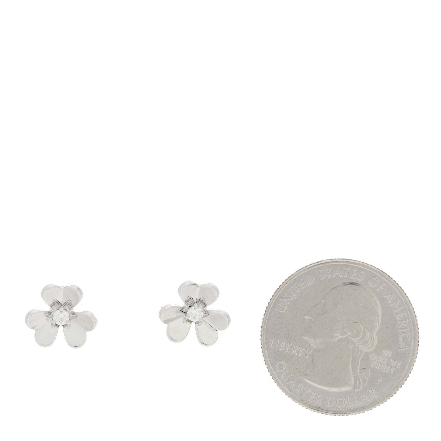 Van Cleef & Arpels 18K White Gold Diamond Mini Frivole Earrings 2 of 5