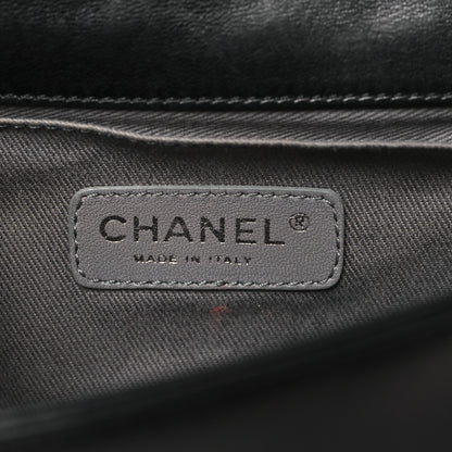 Chanel Lambskin Galuchat Stingray Small Boy Crossbody Flap Black 6 of 11