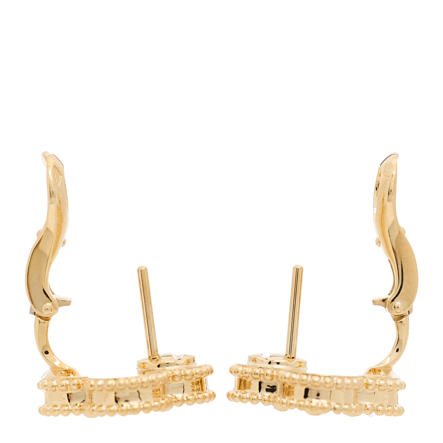 18K Yellow Gold Guilloche Vintage Alhambra Earrings
