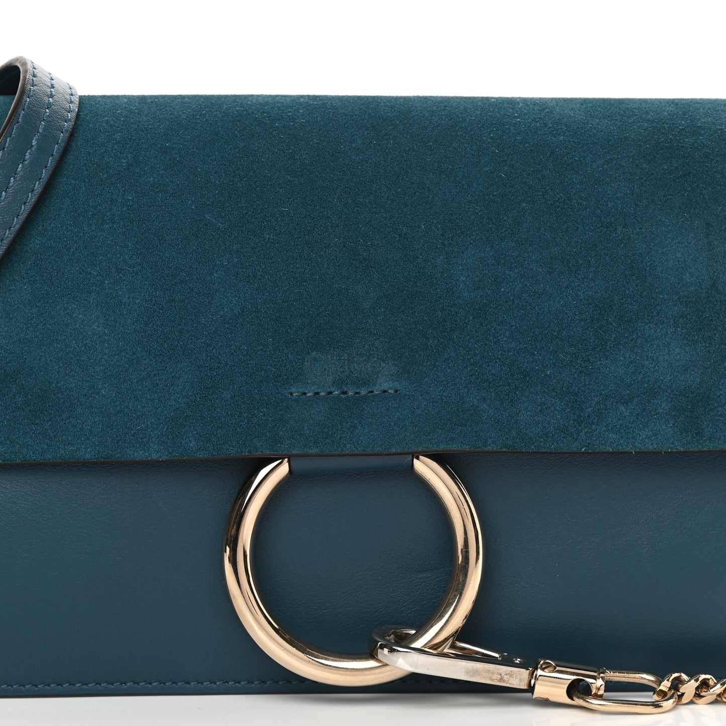 Suede Calfskin Small Faye Shoulder Bag Majolica Blue
