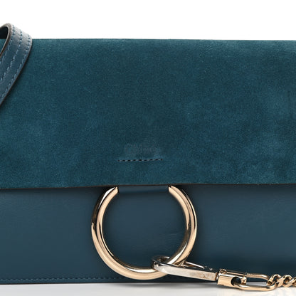 Chloe Suede Calfskin Small Faye Shoulder Bag Majolica Blue 8 of 16