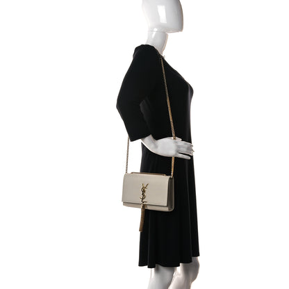 Saint Laurent Grain De Poudre Small Classic Monogram Kate Tassel Satchel Crema Soft 2 of 8