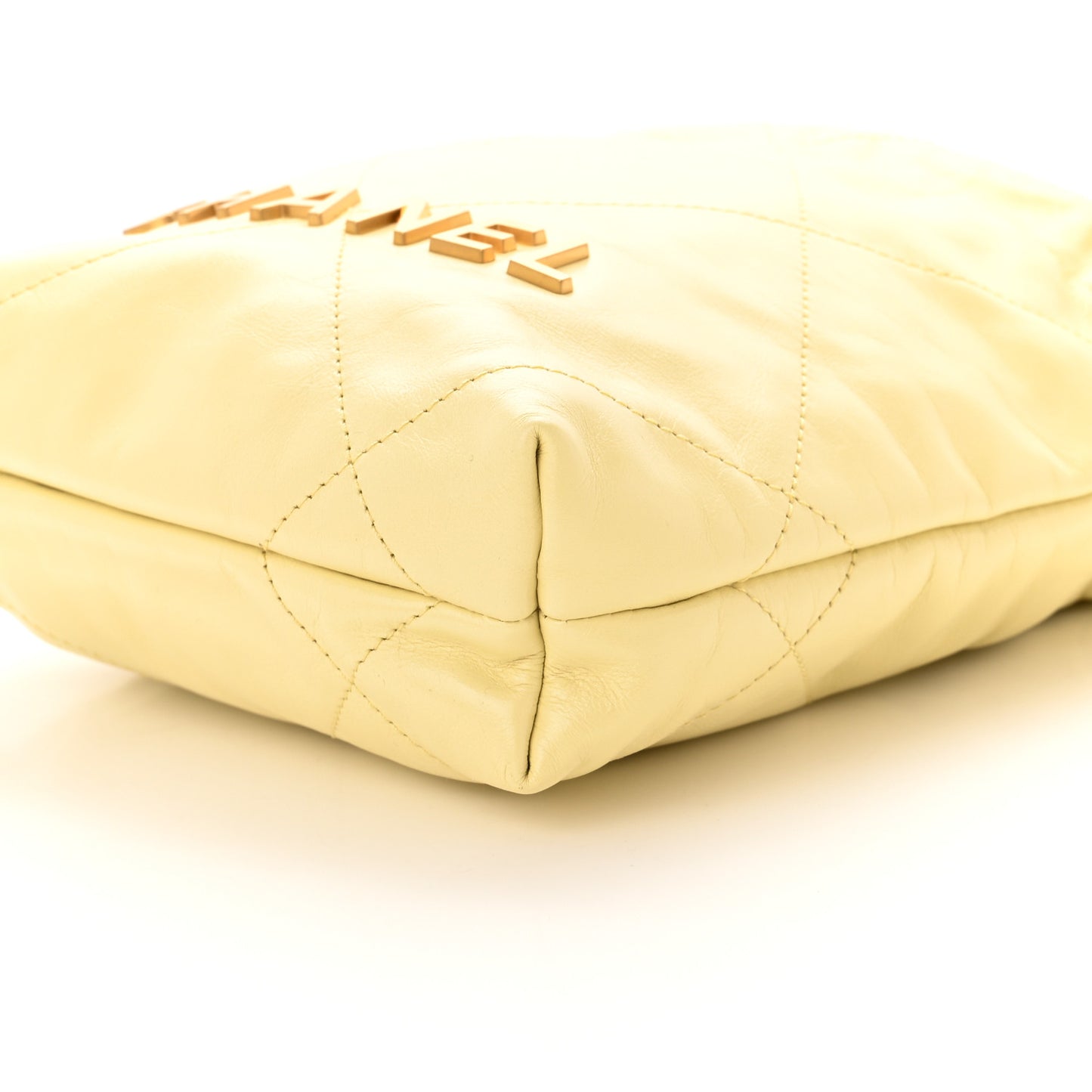 Shiny Calfskin Quilted Mini Chanel 22 Light Yellow