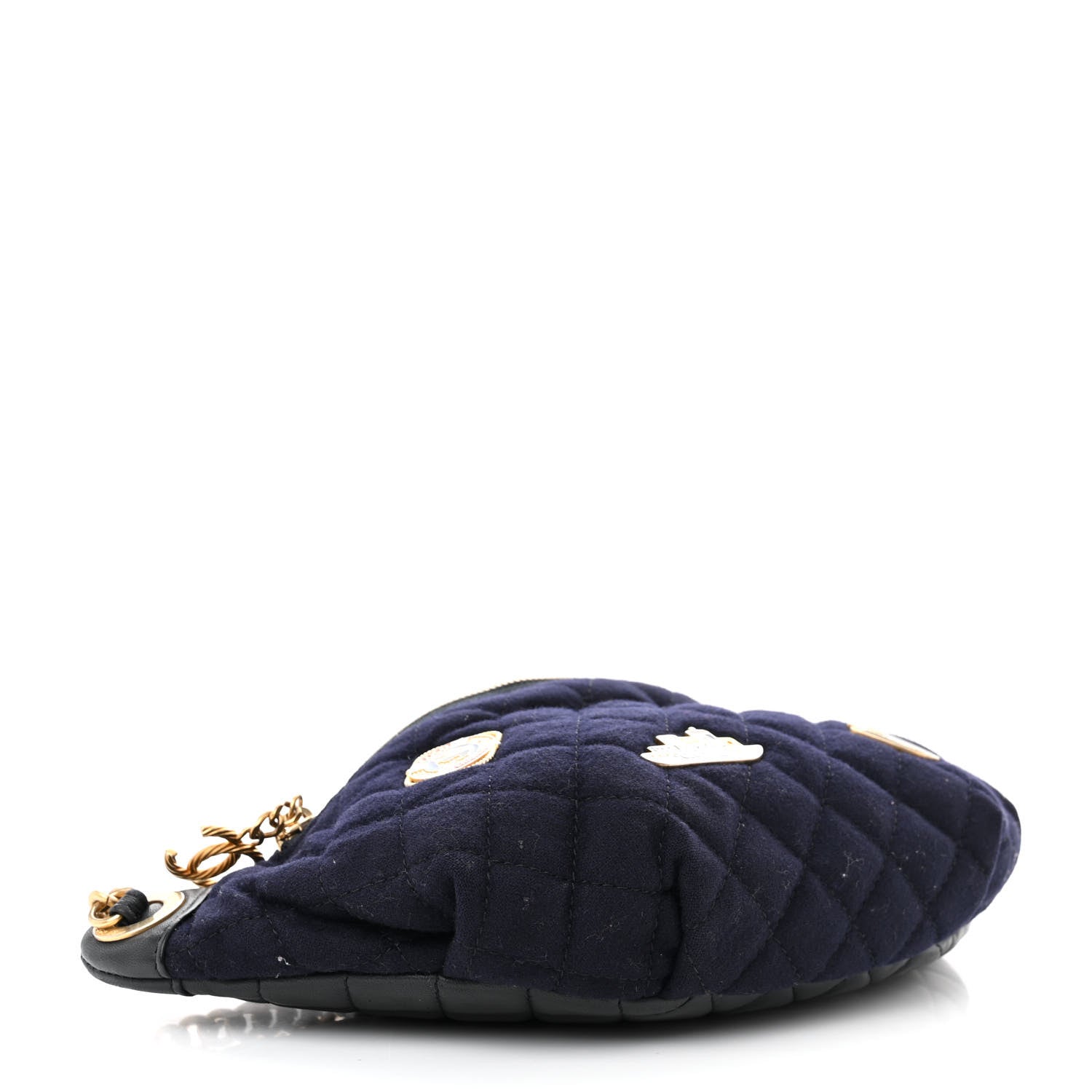 Chanel Wool Lambskin Quilted Paris Hamburg Charms Waist Bag Dark Navy 4 of 10