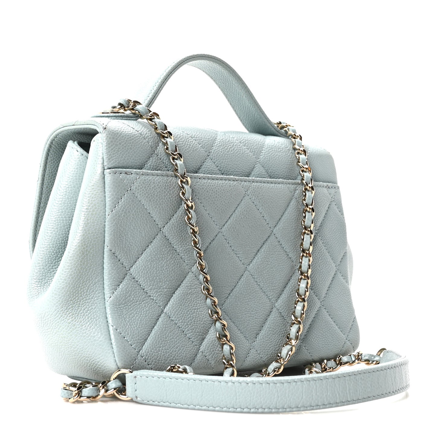 Caviar Quilted Small Business Affinity Flap Light Blue