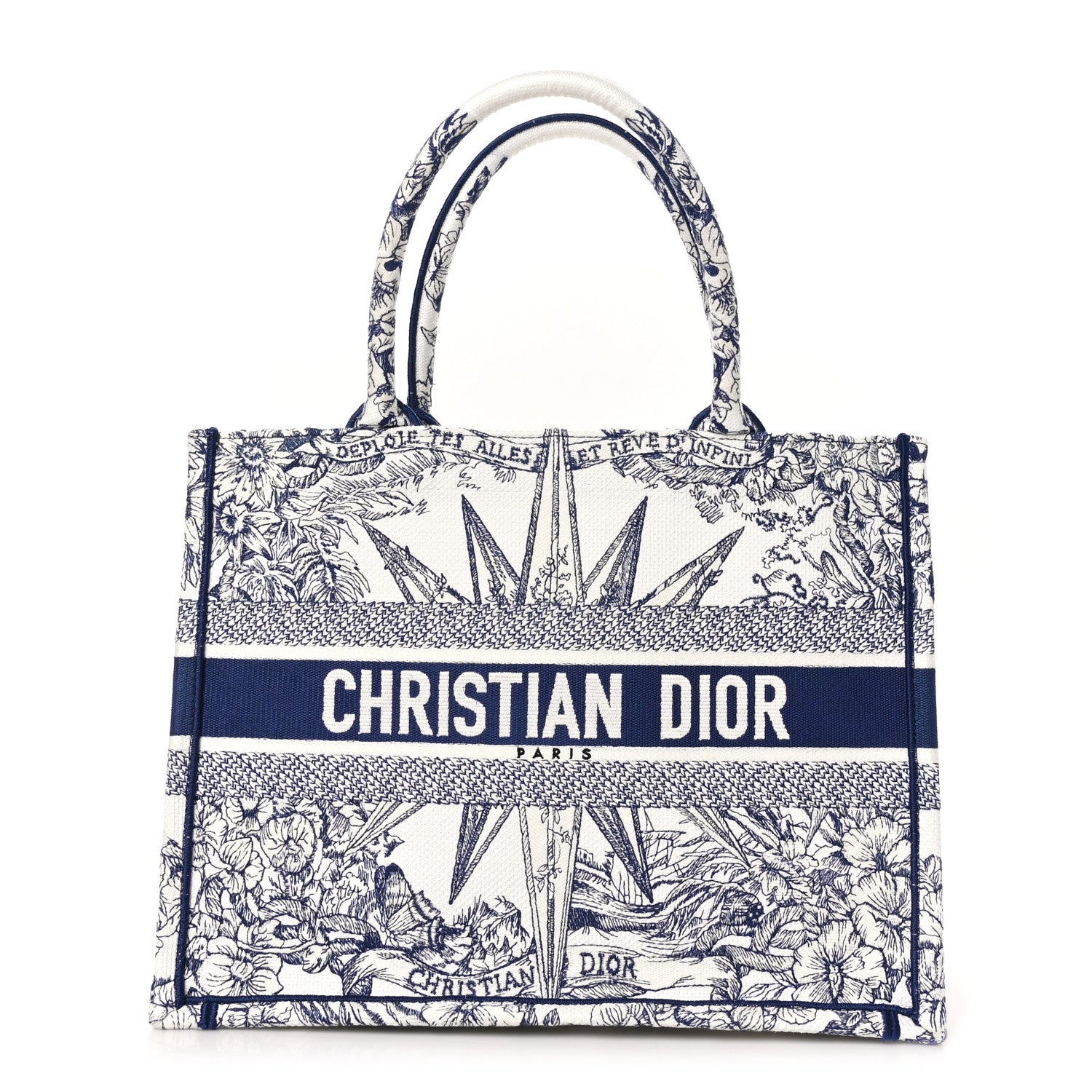 Christian Dior Canvas Embroidered Medium Reve d'Infini Book Tote Blue 1 of 9