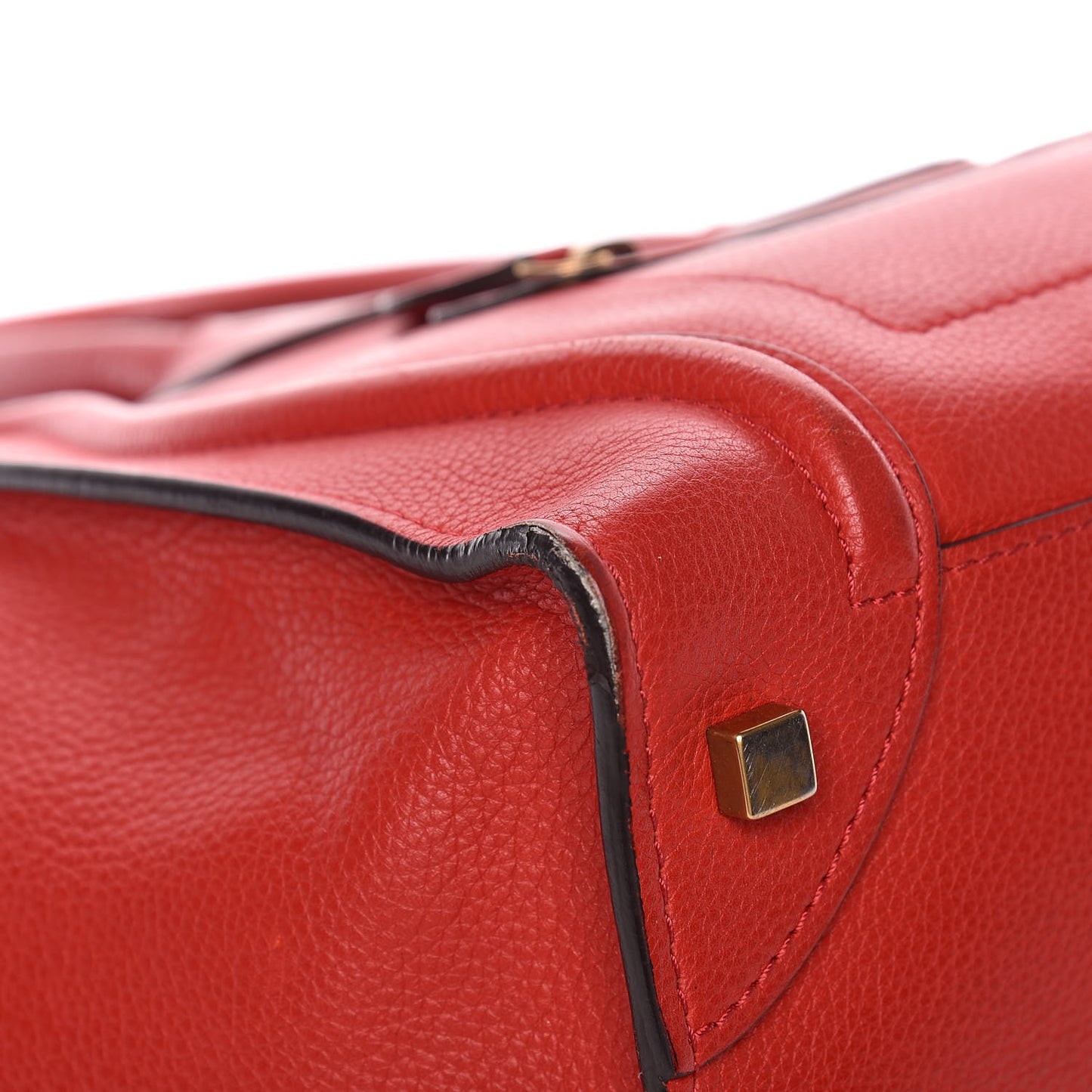 Drummed Calfskin Mini Luggage Red
