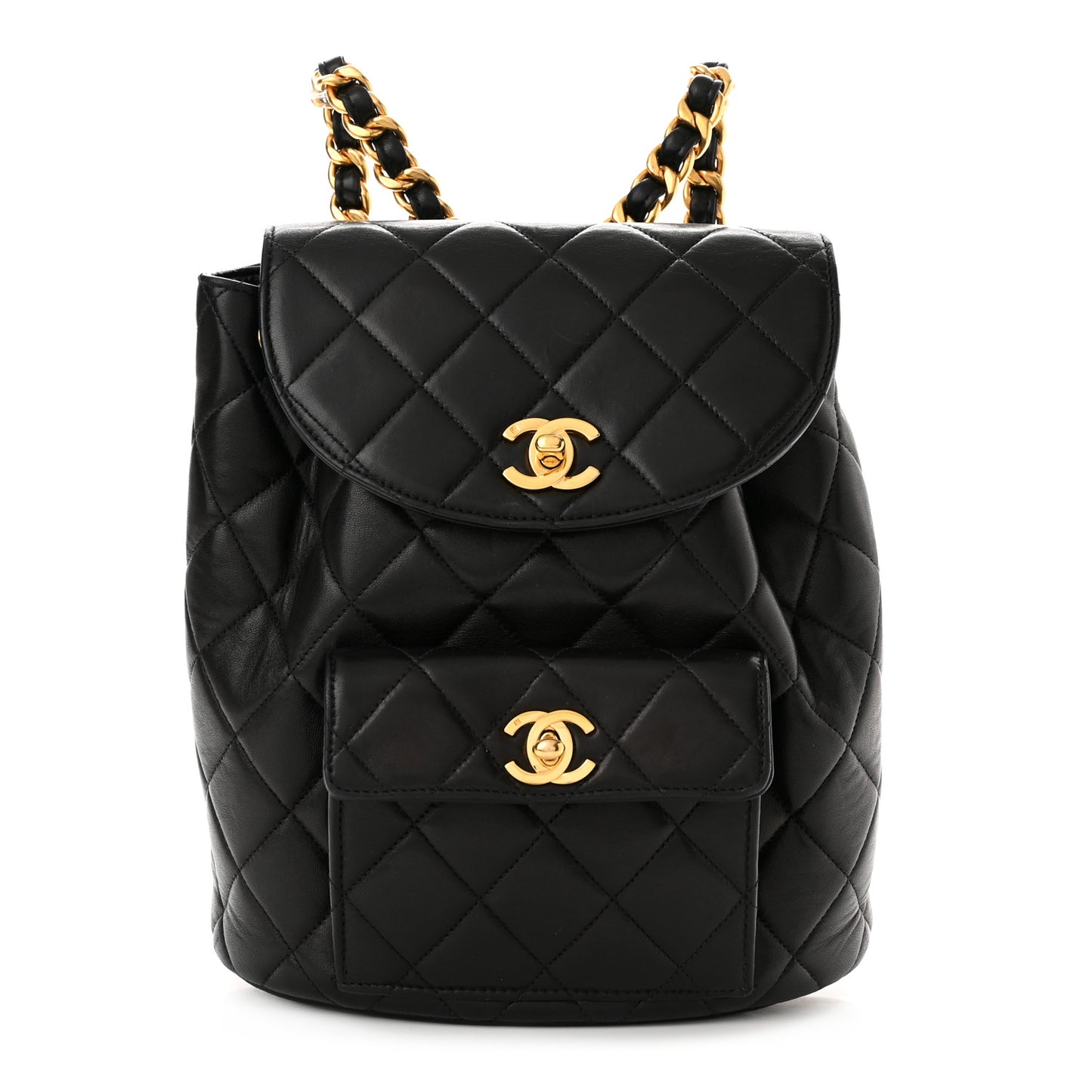 Lambskin Quilted Backpack Black