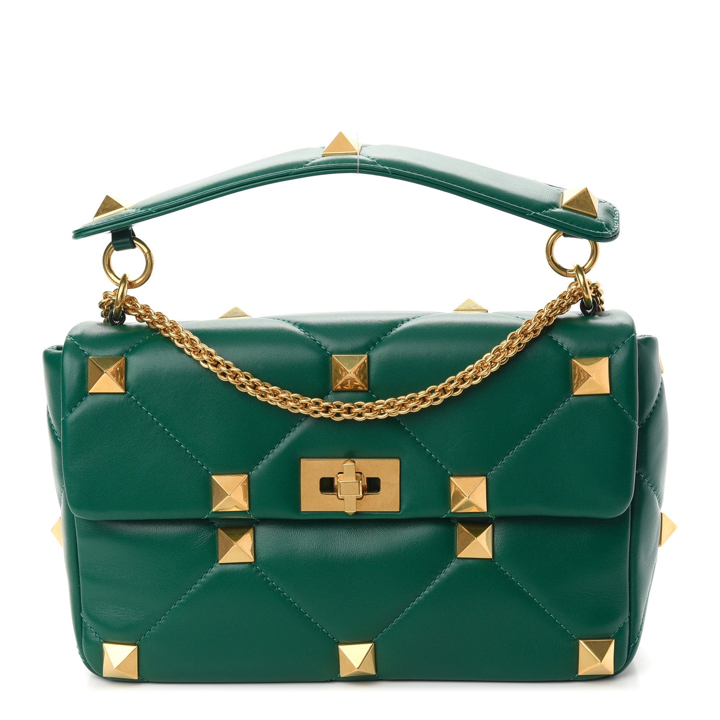 Nappa Large Roman Stud Shoulder Bag Jungle