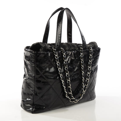 Chanel Glazed Calfskin Quilted Tweed Portobello Tote Black 3 of 8