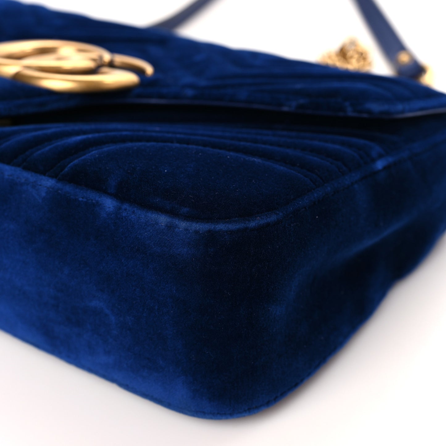 Velvet Matelasse Medium GG Marmont Shoulder Bag Cobalt Blue