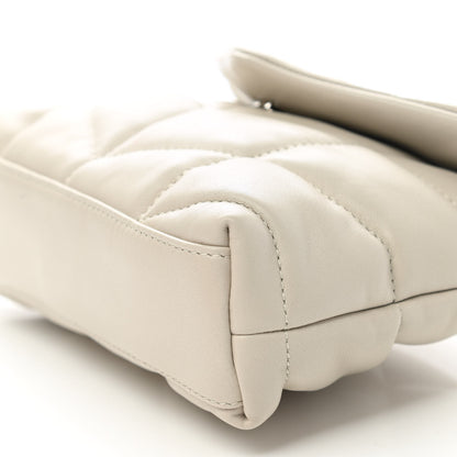 Saint Laurent Lambskin Monogram Loulou Puffer Pouch Clutch Crema Soft 10 of 10