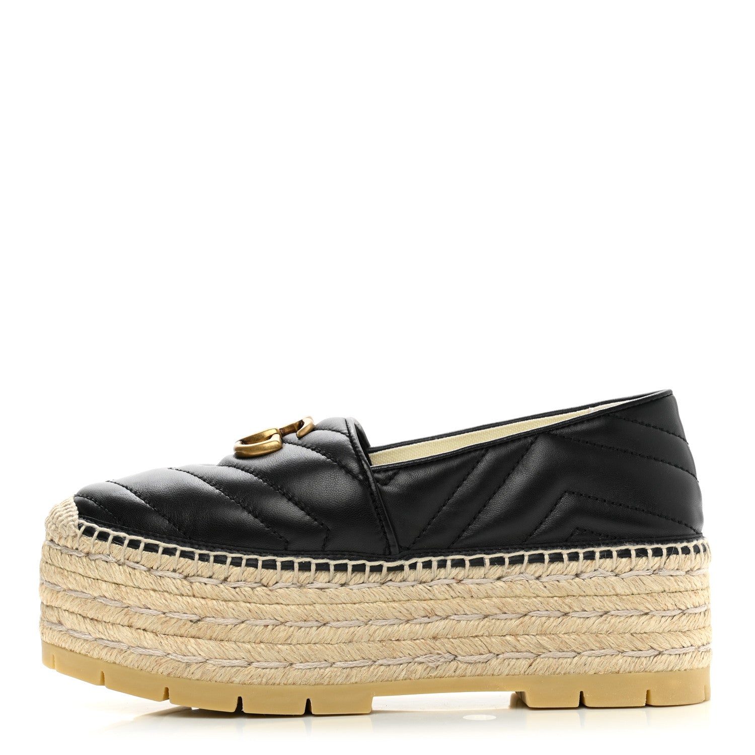 Gucci Nappa Matelasse GG Marmont Platform Espadrilles 35.5 Black 1 of 10