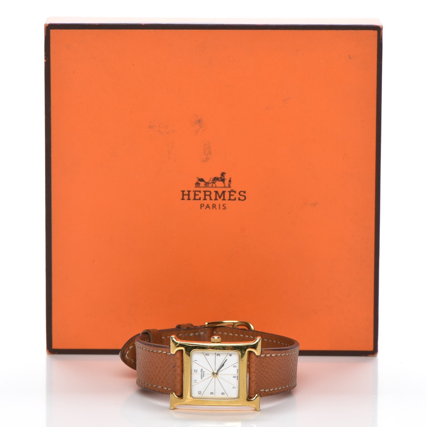Hermes Stainless Steel Epsom 21mm Heure H Hour Quartz Watch Gold 13 of 13
