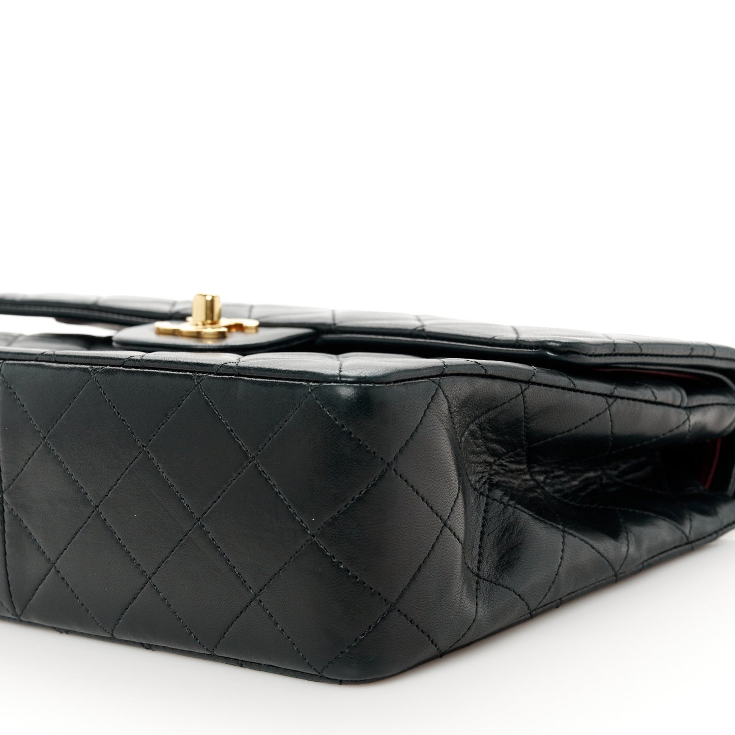 Lambskin Quilted Medium Double Flap Black