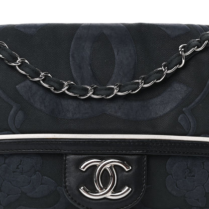 Chanel Canvas Camellia Embossed Flap Black 10 of 10
